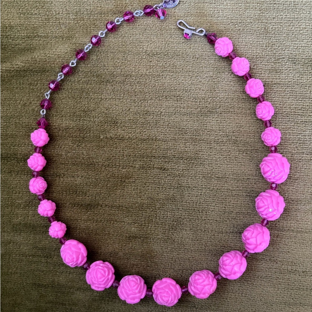 Tarina Tarantino Pink Rose Beaded Necklace